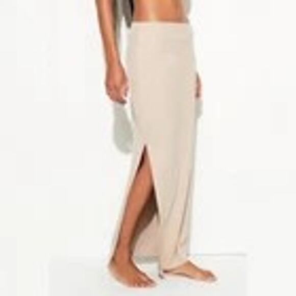 Spiritual Gangster Raquel Rib Maxi Skirt Tan Palo Santo M NWT - Picture 3 of 5